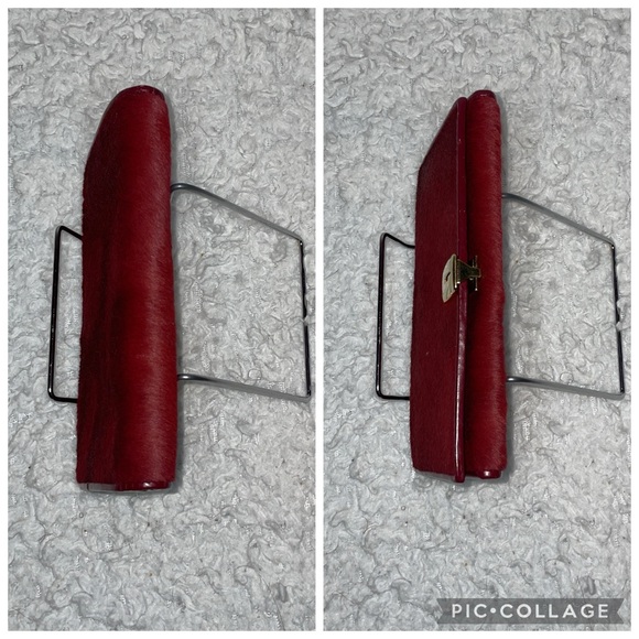 Gucci Vintage Rare Calf Pony Hair & Leather Oxblood Bi-fold Long Kisslock Wallet - Picture 8 of 14